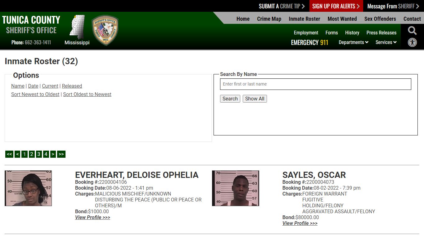 Inmate Roster - Tunica County Sheriff's Office