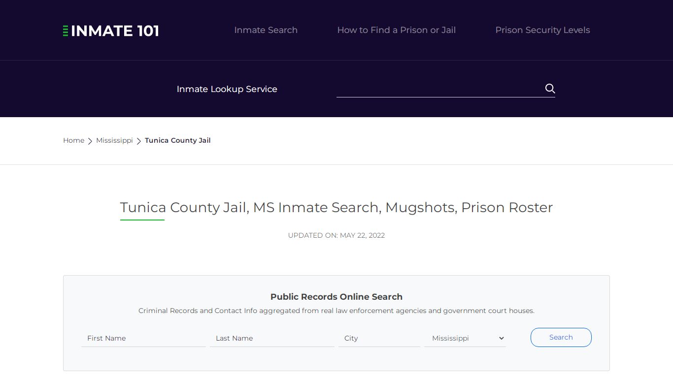 Tunica County Jail, MS Inmate Search, Mugshots, Prison ...